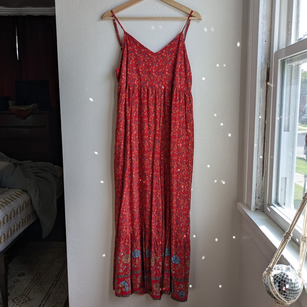Natural Life red floral Jamie jumpsuit